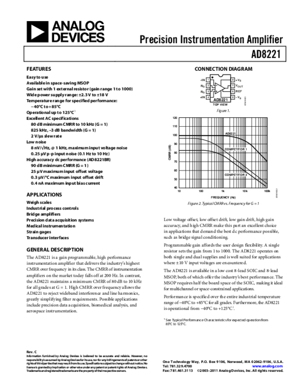(PDF) Precision Instrumentation Amplifier AD8221 Phong Linh