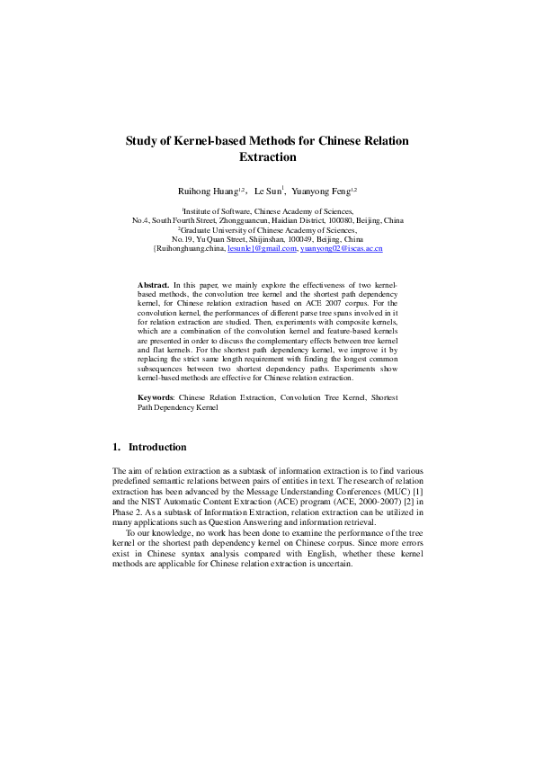  pdf study of kernel based methods for chinese relation extraction