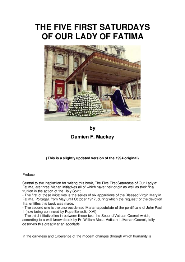 (DOC) The Five First Saturdays of Our Lady of Fatima