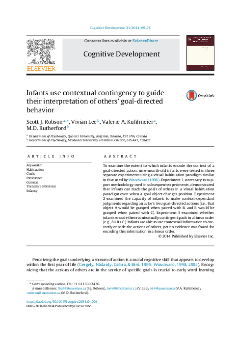 (PDF) Infants use contextual contingency to guide their interpretation ...