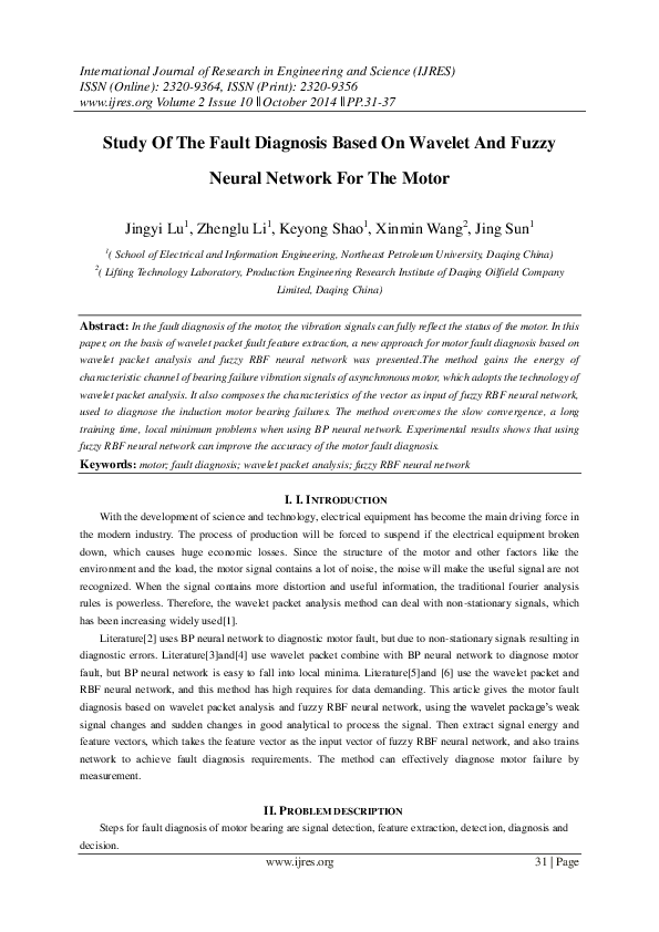 (PDF) Study Of The Fault Diagnosis Based On Wavelet And Fuzzy Neural ...