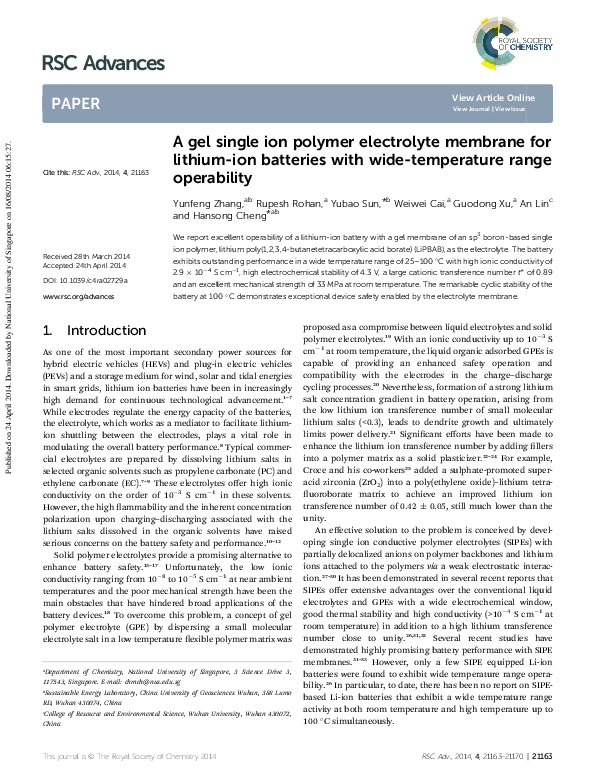 (PDF) A gel single ion polymer electrolyte membrane for lithium-ion ...
