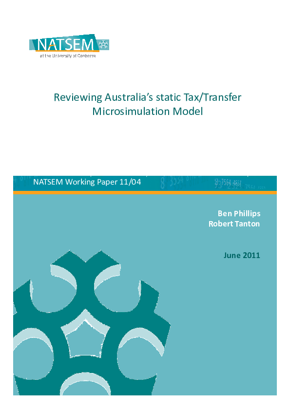 (PDF) Reviewing Australia's Static Tax/Transfer Microsimulation Model