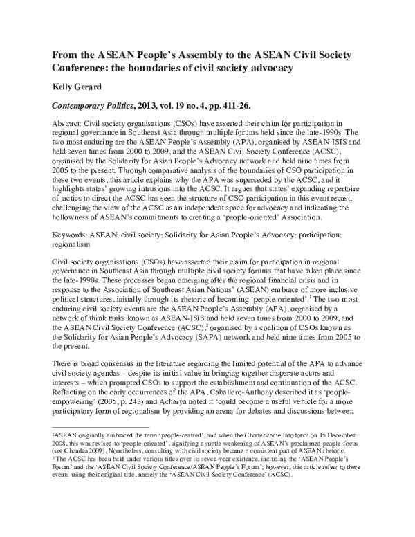(PDF) From the ASEAN People's Assembly to the ASEAN Civil Society ...