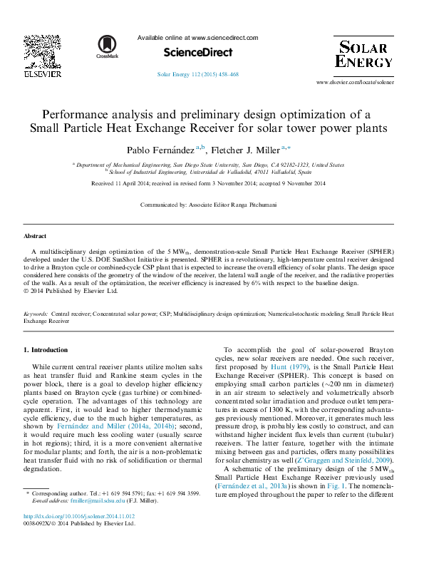 (PDF) Performance analysis and preliminary design optimization of a ...