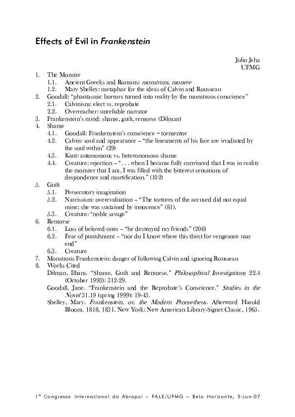 Frankenstein analysis essay image