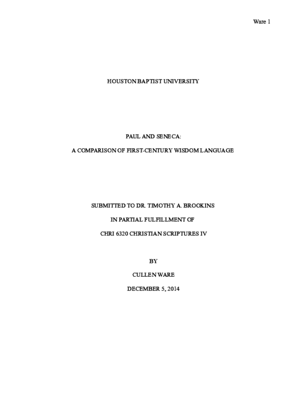 (DOC) Paul and Seneca A Comparison of FirstCentury Wisdom Language