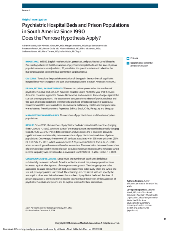 (PDF) Psychiatric Hospital Beds and Prison Populations in South America ...