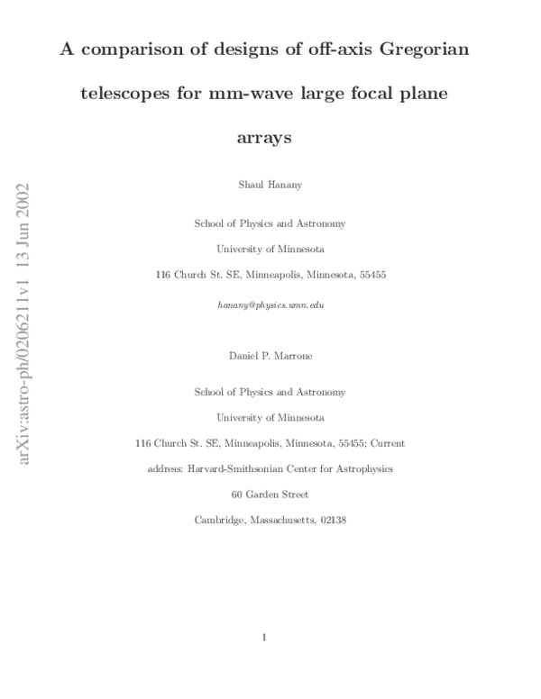 (PDF) Comparison of designs of off-axis Gregorian telescopes for ...