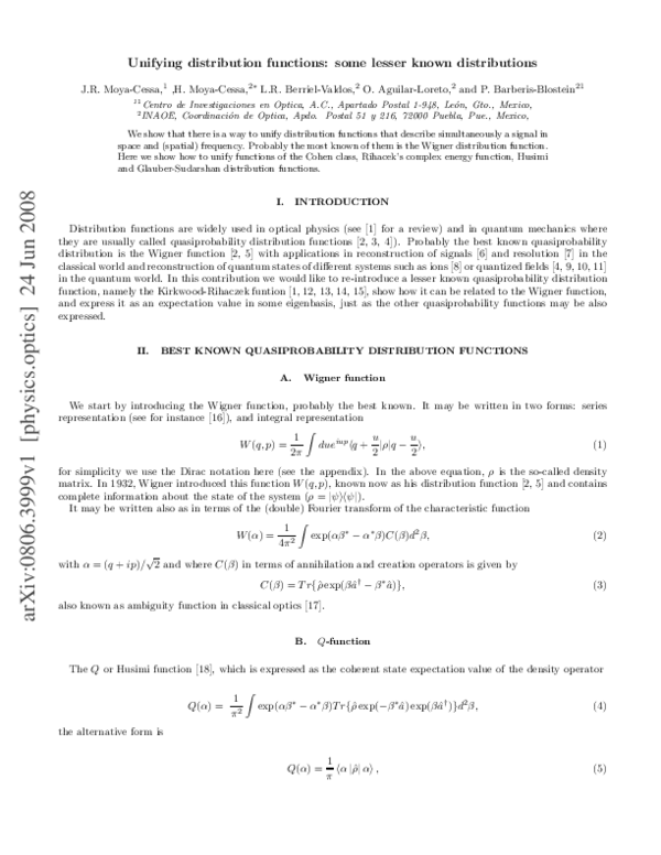 (PDF) Unifying distribution functions: some lesser known distributions