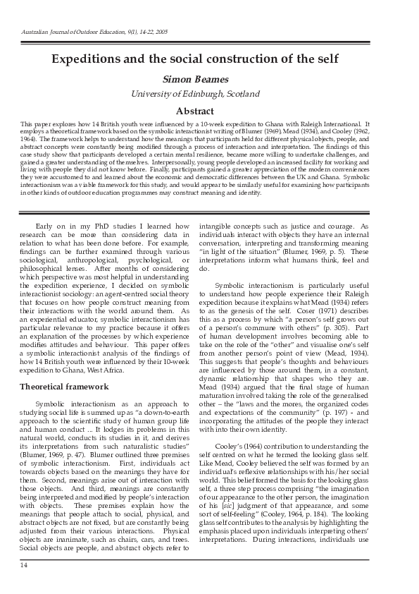Expeditions and the social construction of the self