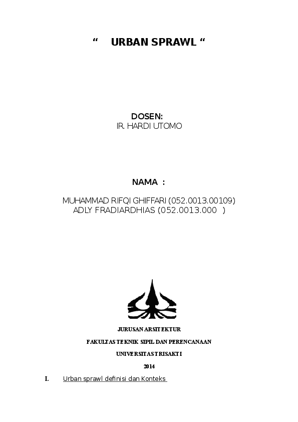 (DOC) Urban sprawl definisi dan Konteks