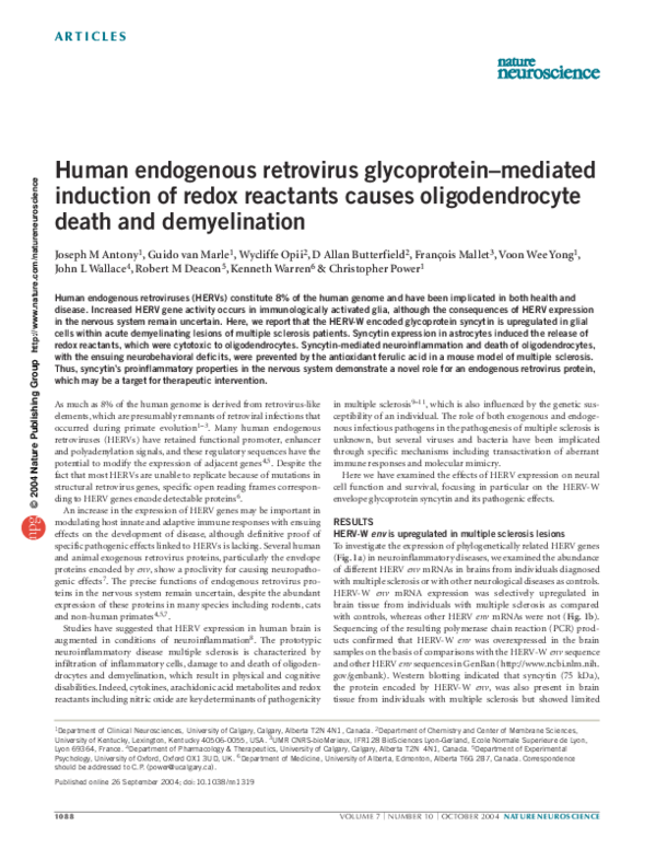 (PDF) Human endogenous retrovirus glycoprotein–mediated induction of ...