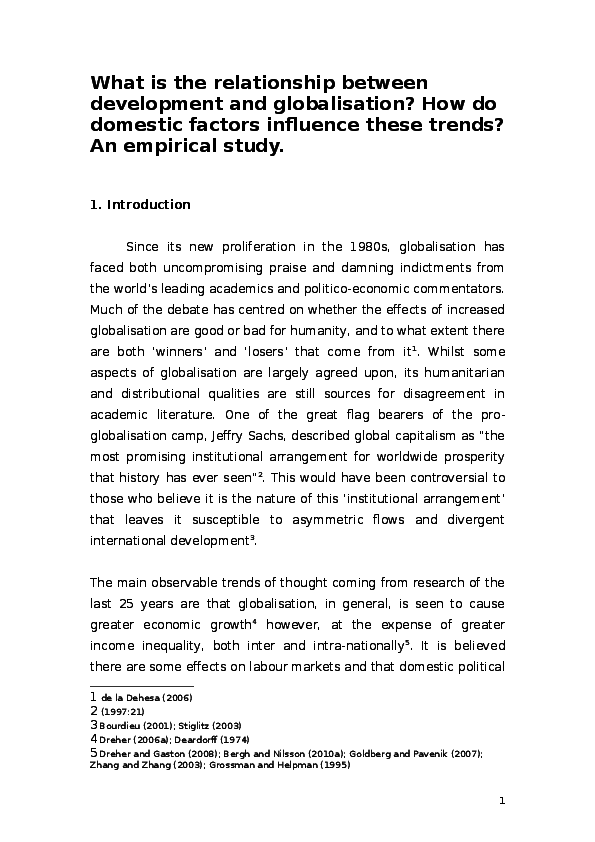 (DOC) The Relationship Between Globalisation and Development An