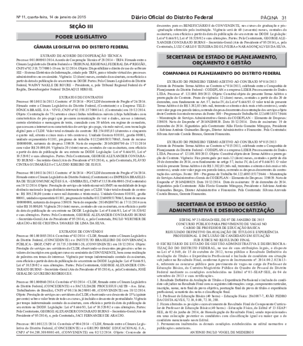 (PDF) Diário Oficial do Distrito Federal SEÇÃO III PODER LEGISLATIVO CÂMARA LEGISLATIVA DO (PDF) Diário Oficial do Distrito Federal SEÇÃO III PODER LEGISLATIVO CÂMARA LEGISLATIVA DO