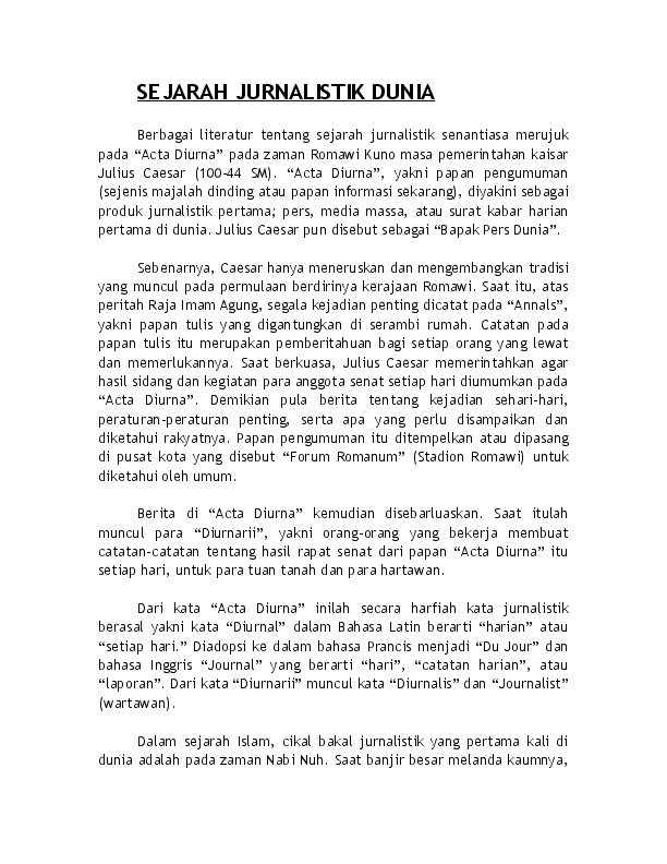 Doc Sejarah Jurnalistik Dunia Ari Ramadhan Academia Edu