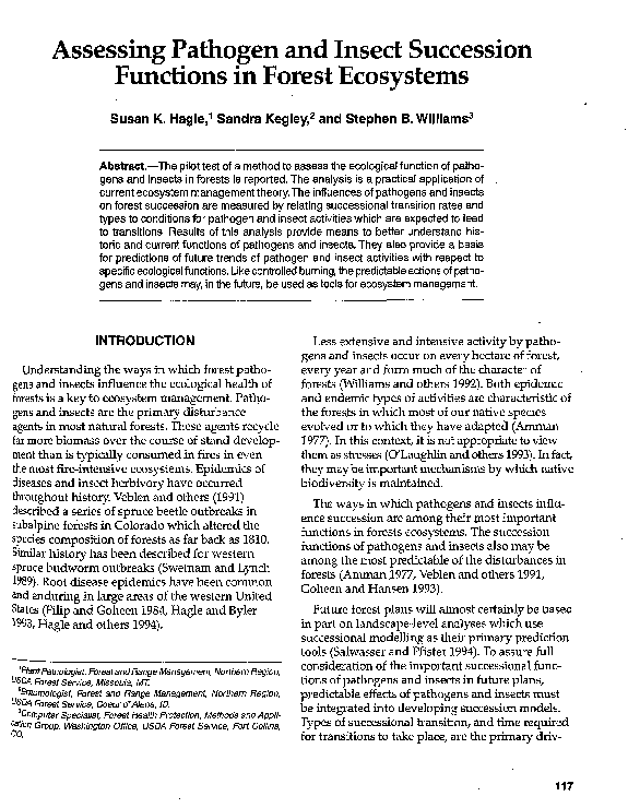 (PDF) Assessing Pathogen and Insect Succession Functions in Forest ...