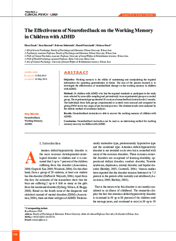 (PDF) The Effectiveness of Neurofeedback on the Working Memory in ...