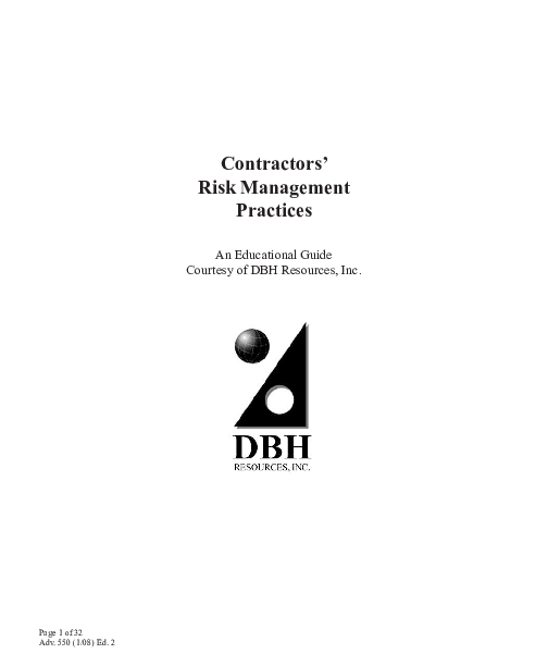 Pdf Contractors Risk Management Guide