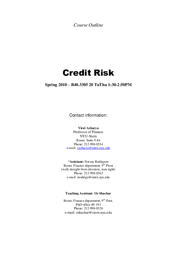(PDF) Credit Risk