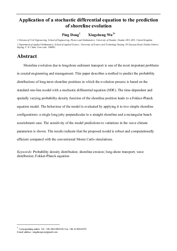 (PDF) Application of a stochastic differential equation to the ...