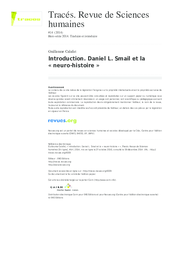 Daniel Smail et la 