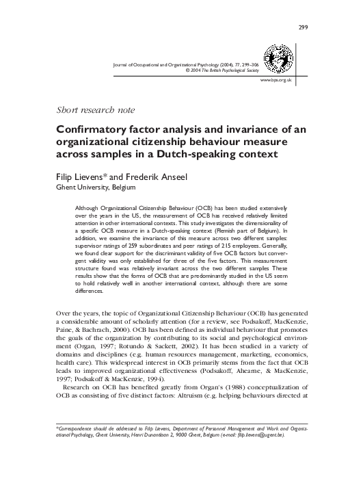 PDF) Confirmatory factor analysis and invariance of an