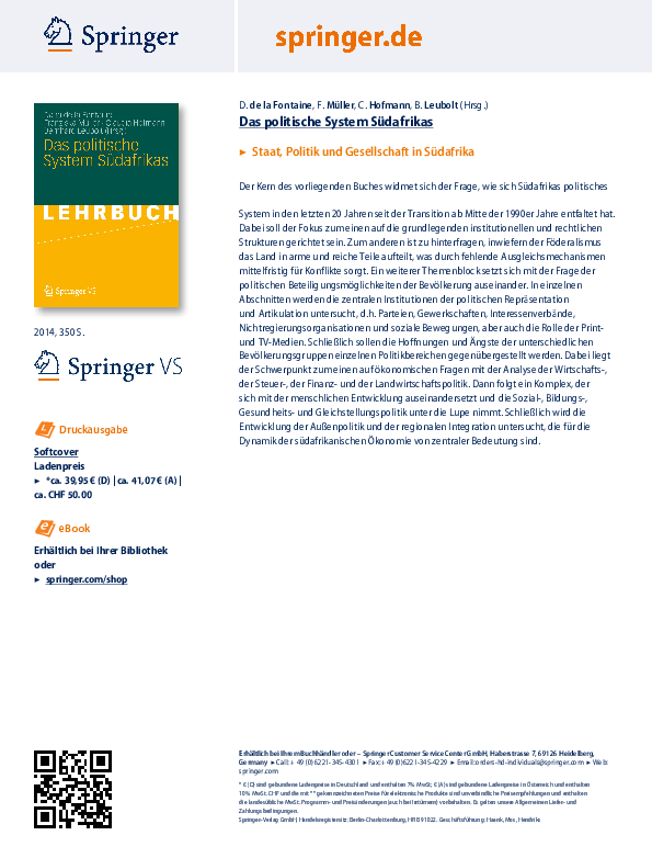 Pdf Das Politische System Sudafrikas 15 Dana De La Fontaine Claudia Hofmann Franziska Muller And Bernhard Leubolt Academia Edu