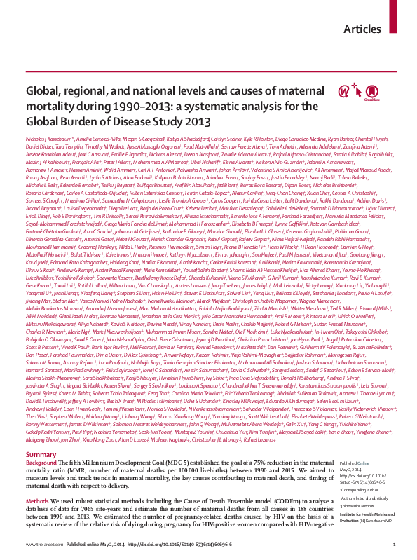 (PDF) Global, regional, and national levels and causes of maternal ...