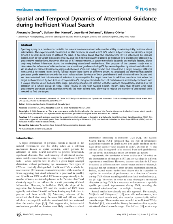 (PDF) Spatial and Temporal Dynamics of Attentional Guidance during ...