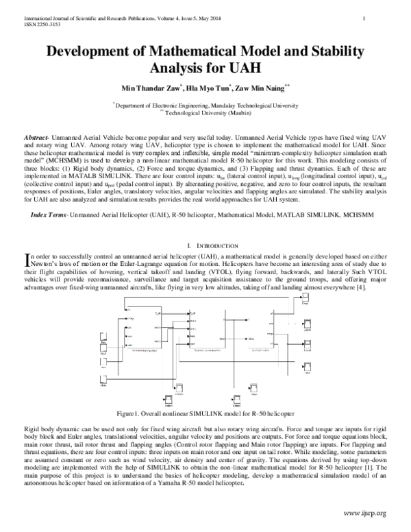 (PDF) Development of Mathematical Model and Stability Analysis for UAH