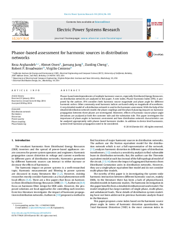 (PDF) Phasor-based assessment for harmonic sources in distributionnetworks