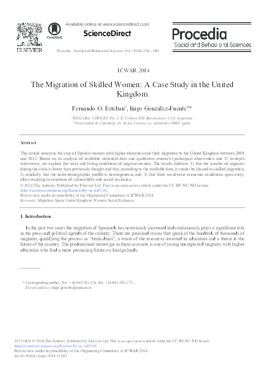 (PDF) The Migration of Skilled Women: A Case Study in the United Kingdom