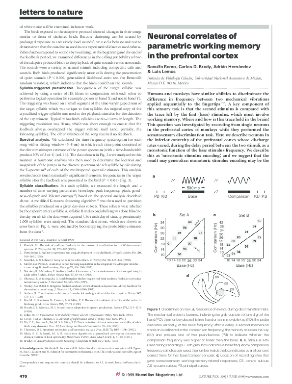 (PDF) Neuronal correlates of parametric working memory in the ...