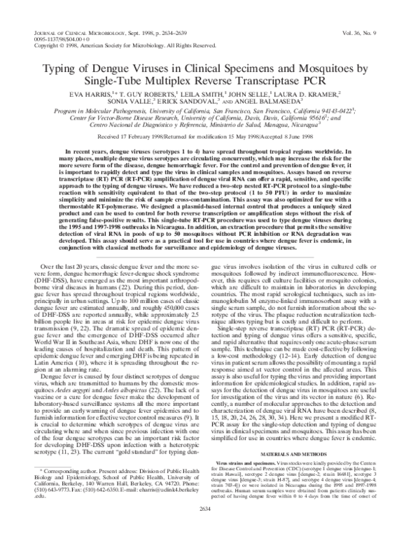 (PDF) Typing of Dengue Viruses in Clinical Specimens and Mosquitoes by ...