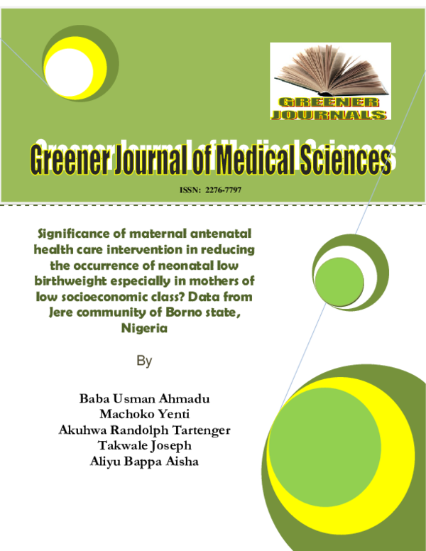 (PDF) Significance of maternal antenatal health care intervention in ...