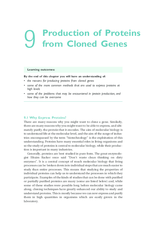 (PDF) Production of Proteins from Cloned Genes