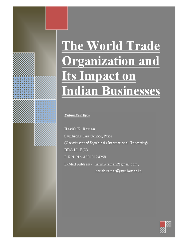 (PDF) The World Trade Organization and Its Impact on Indian Businesses