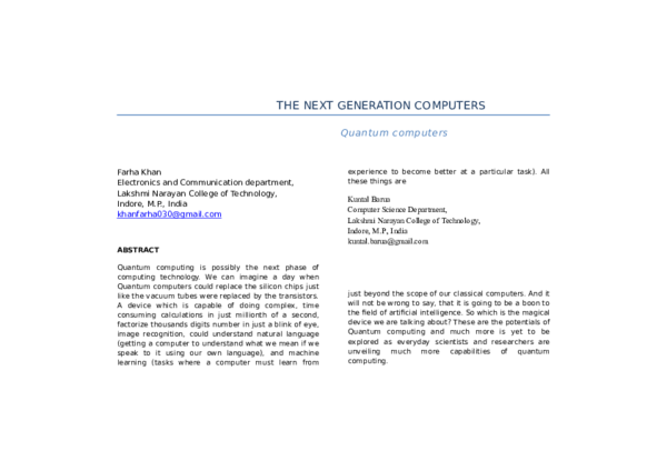 (DOC) The Next generation computers- Quantum computers