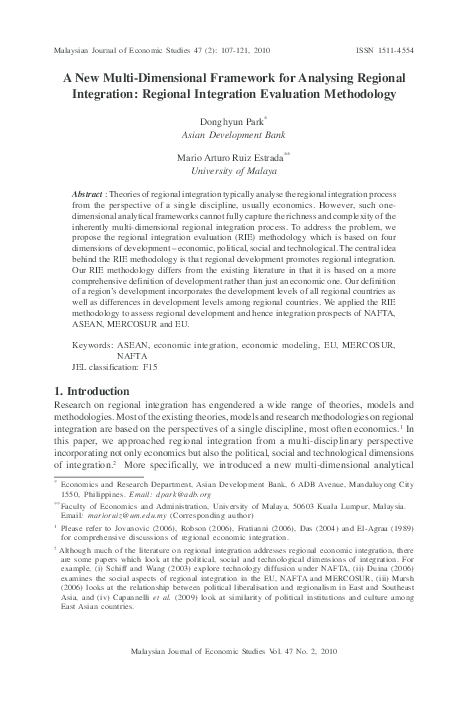 (PDF) A New Multi-Dimensional Framework for Analysing Regional ...