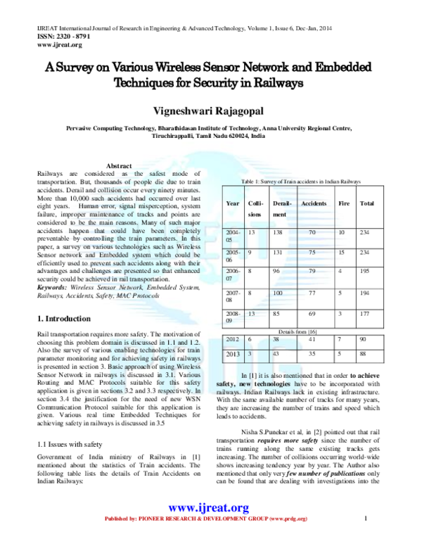 (PDF) A Survey on various wireless sensor network and embedded ...