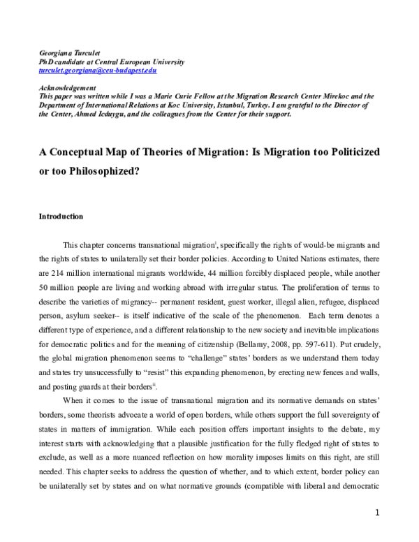 (DOC) A Conceptual Map of Theories of Migration. Is Migration too ...