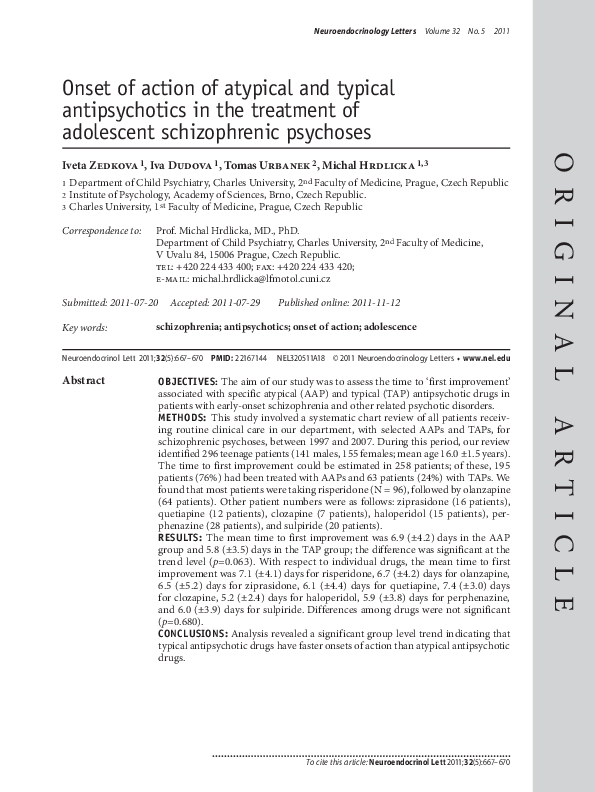 (PDF) Onset of action of atypical and typical antipsychotics in the ...