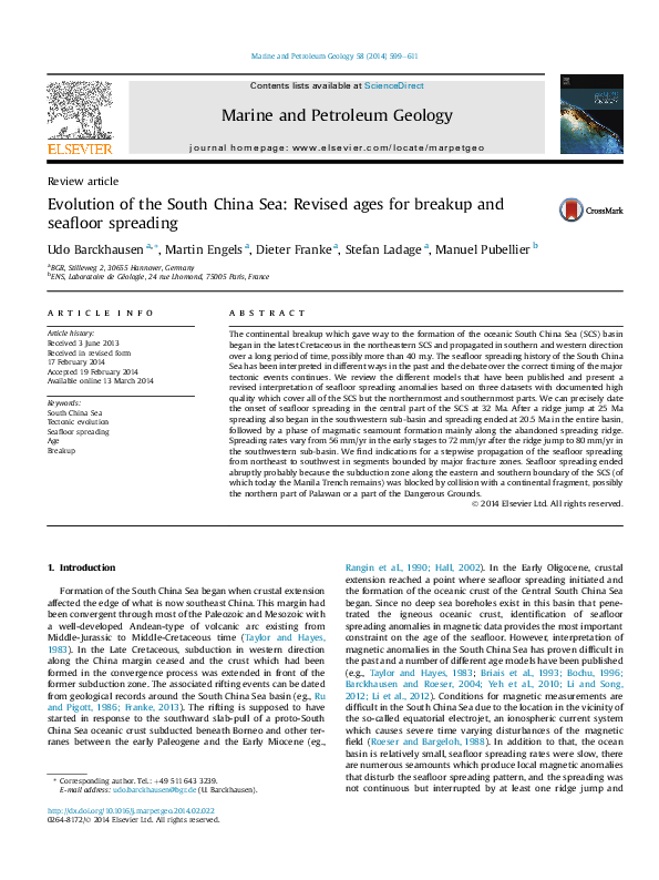 Pdf Evolution In The South China Sea Revised Ages For Breakup