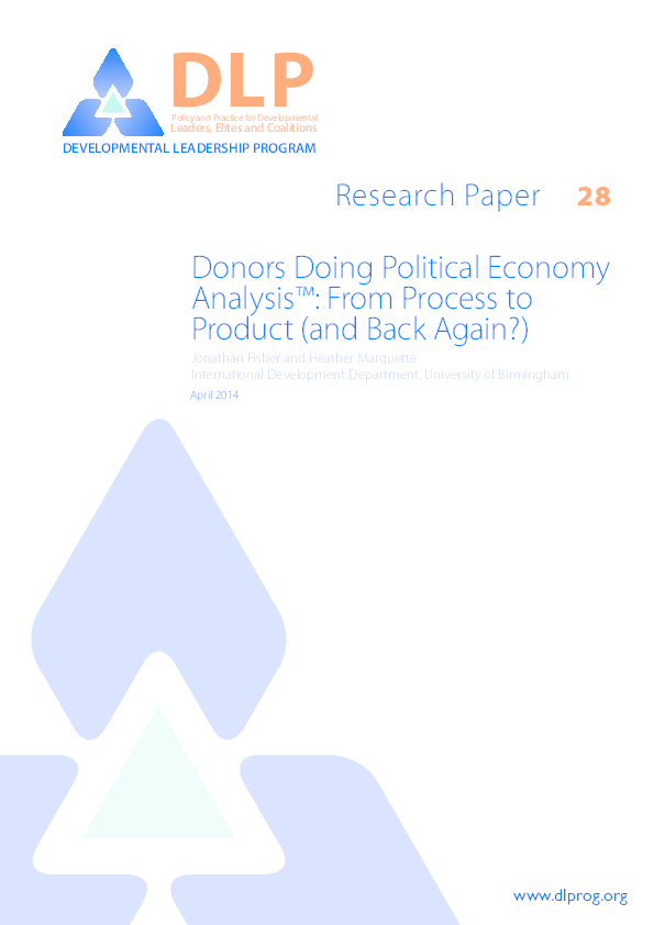 (PDF) Donors Doing Political Economy Analysis - From Process to Product ...