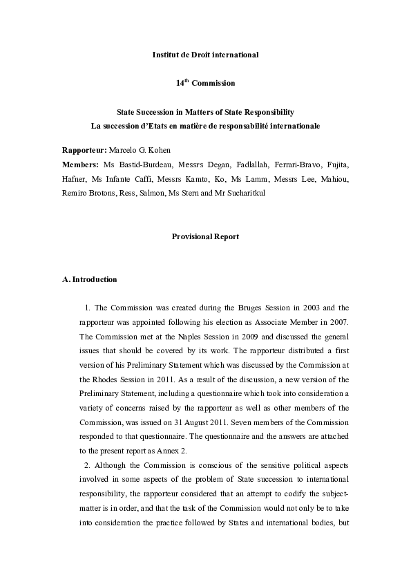 Consequences of state succession picture