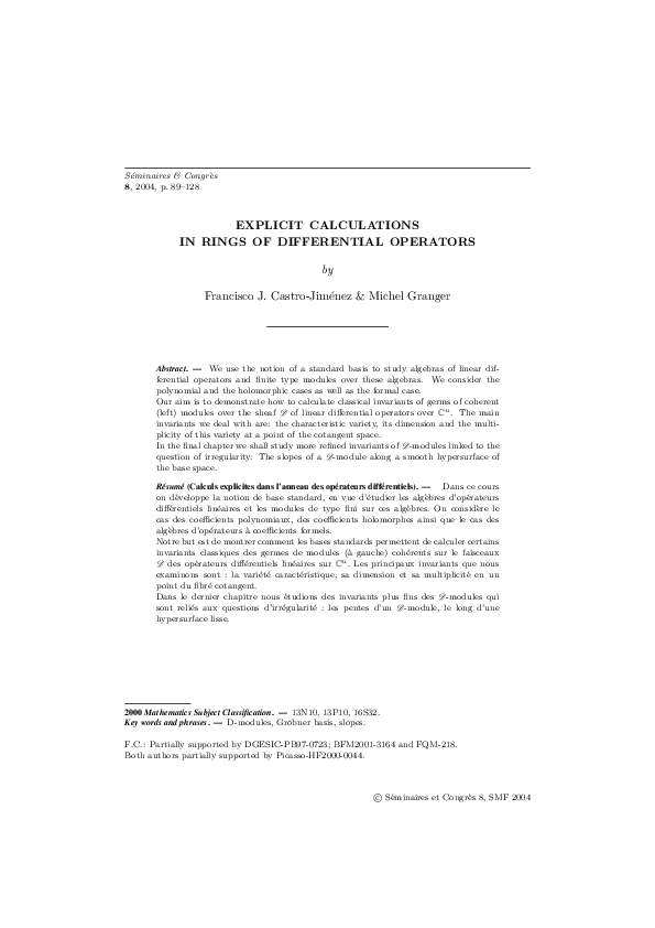 (PDF) EXPLICIT CALCULATIONS IN RINGS OF DIFFERENTIAL OPERATORS
