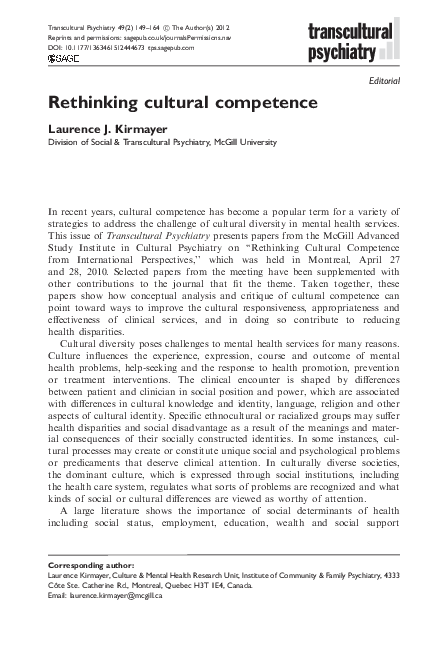 (PDF) Rethinking cultural competence