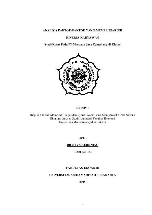 (PDF) ANALISIS FAKTORFAKTOR YANG MEMPENGARUHI KINERJA KARYAWAN (Studi