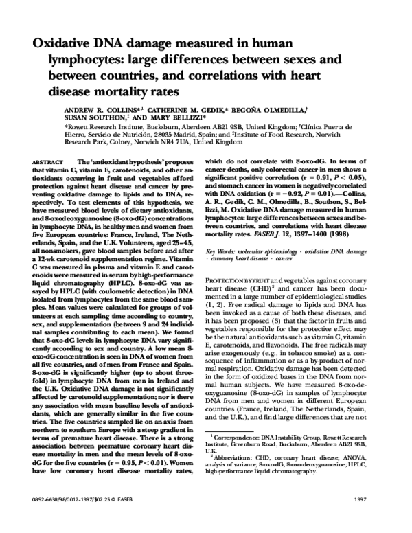 (PDF) Oxidative DNA damage measured in human lymphocytes: large ...